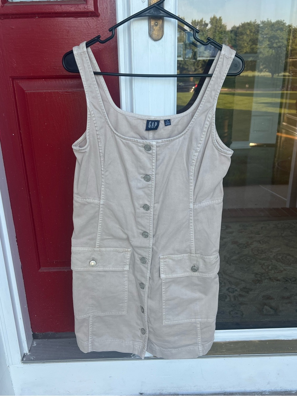 Gap Beige Denim Button-Front Dress